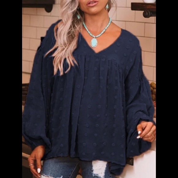 Lovely Deep V Neck Fold Design Loose Orange Tunic Style Blouse - Picture 4 of 9